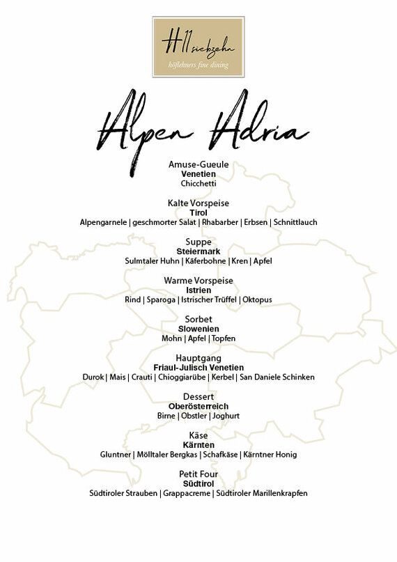 Fine Dining Menü Alpen Adria