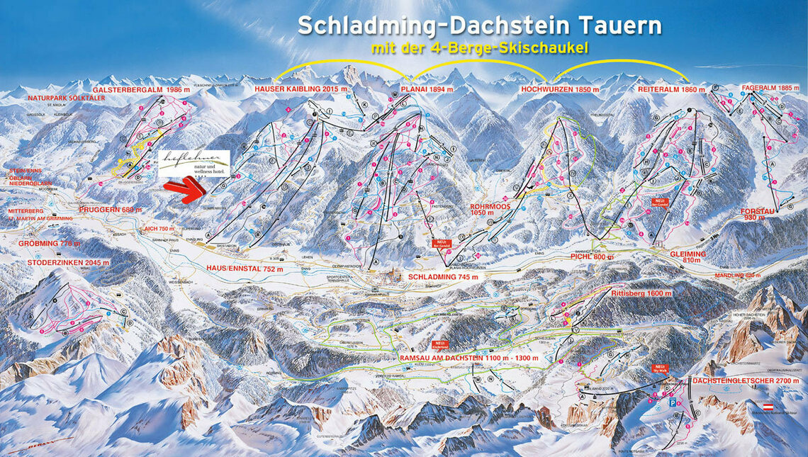 Pistenplan 4-Berge-Skischaukel